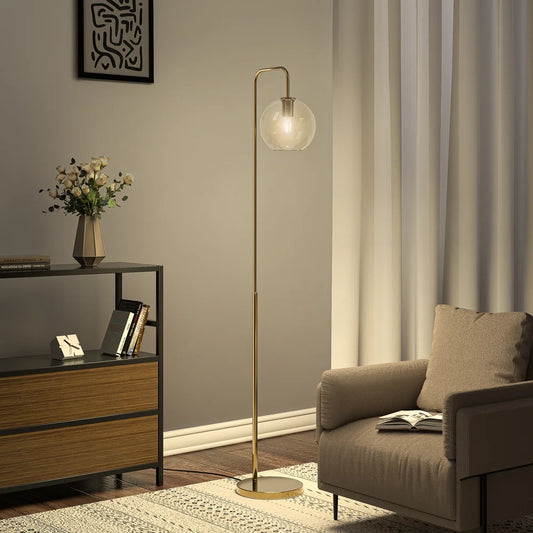 Gold Modern Arc Arm Floor Lamp