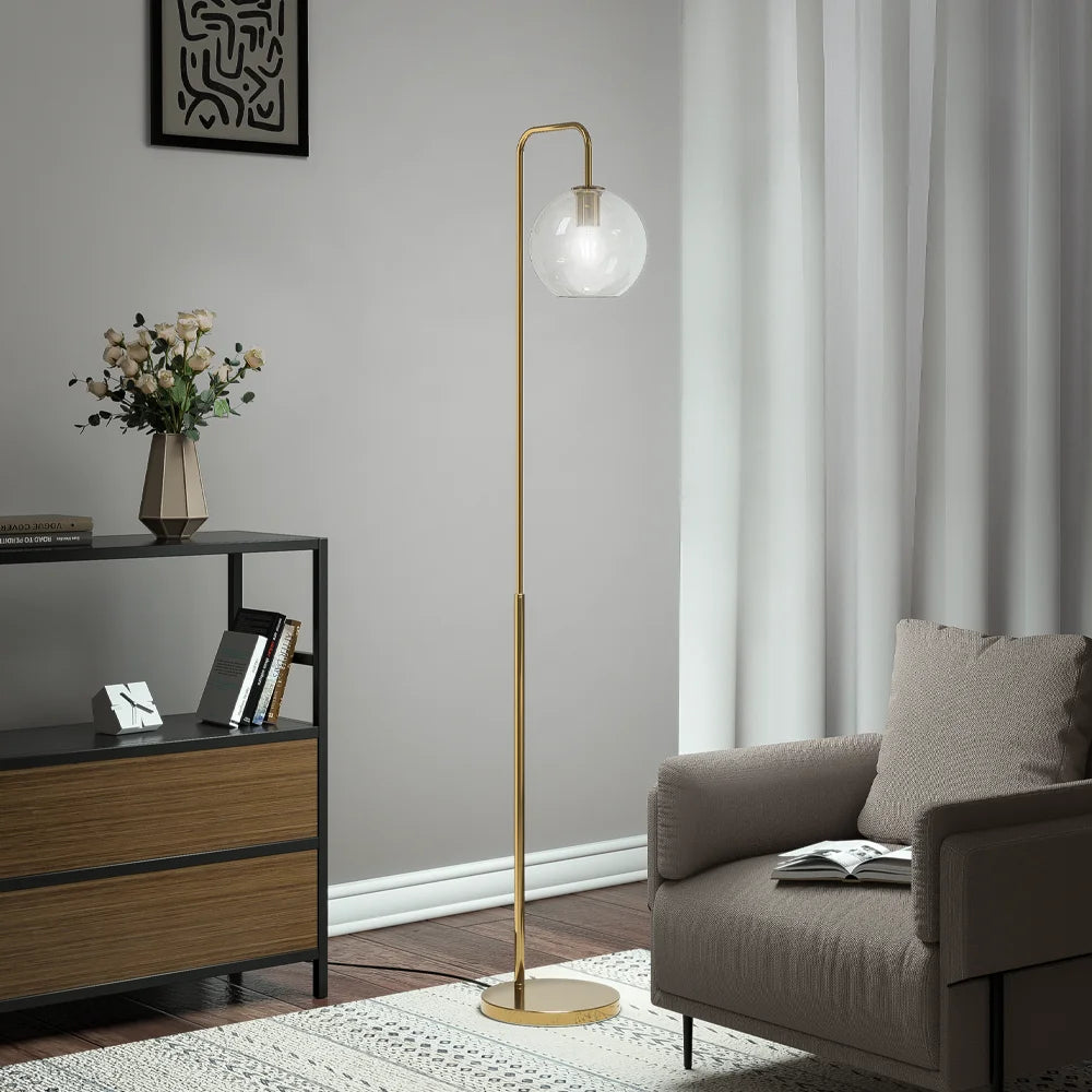 Gold Modern Arc Arm Floor Lamp